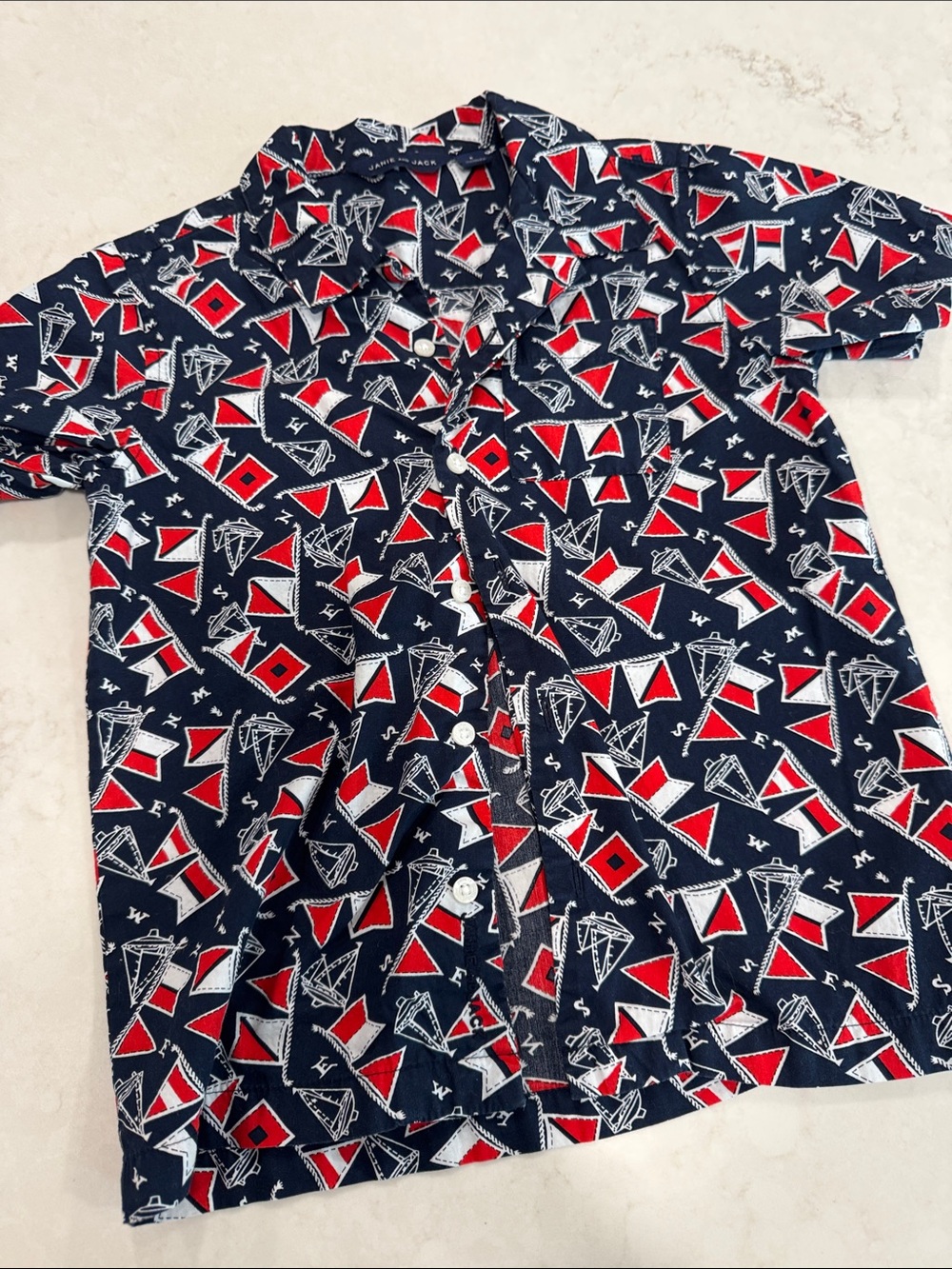 Janie and Jack Nautical Sailboat Short-Sleeve Button-Down Size 6